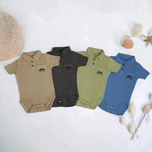 Anti-Bacterial Onesie Polo made from Organic Bamboo & Cotton
